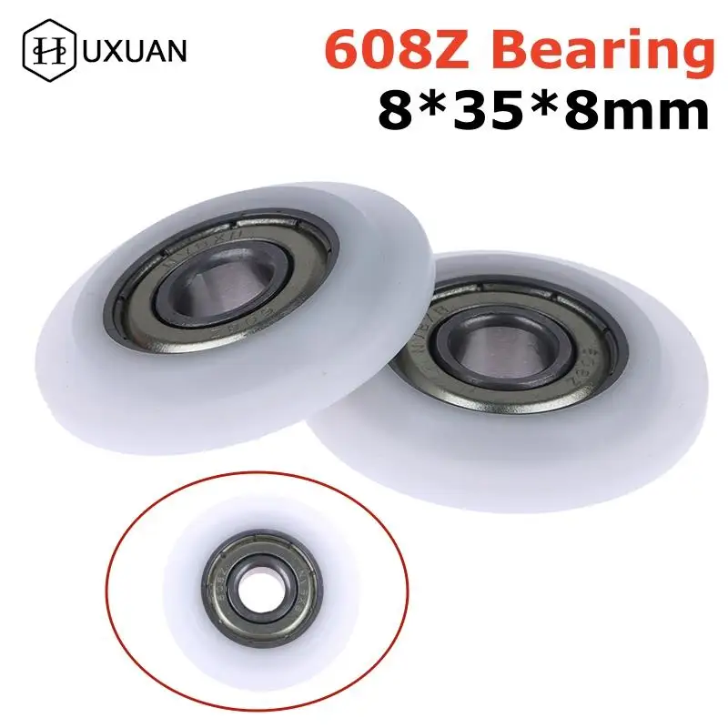 

1Pcs Mechanical Pulley U Grooved Wheel 608Z Bearing Rolling Pulley Wheel Roller Nylon Plastic Pulley 8*35*8mm