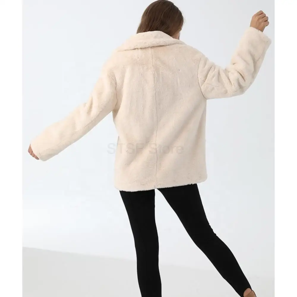 Women Winter Real Fur Jackets Pure Color Soft Lapel Coat Winter Lapel Luxury Classical Fashion Simple Designer Women's Fur Coats