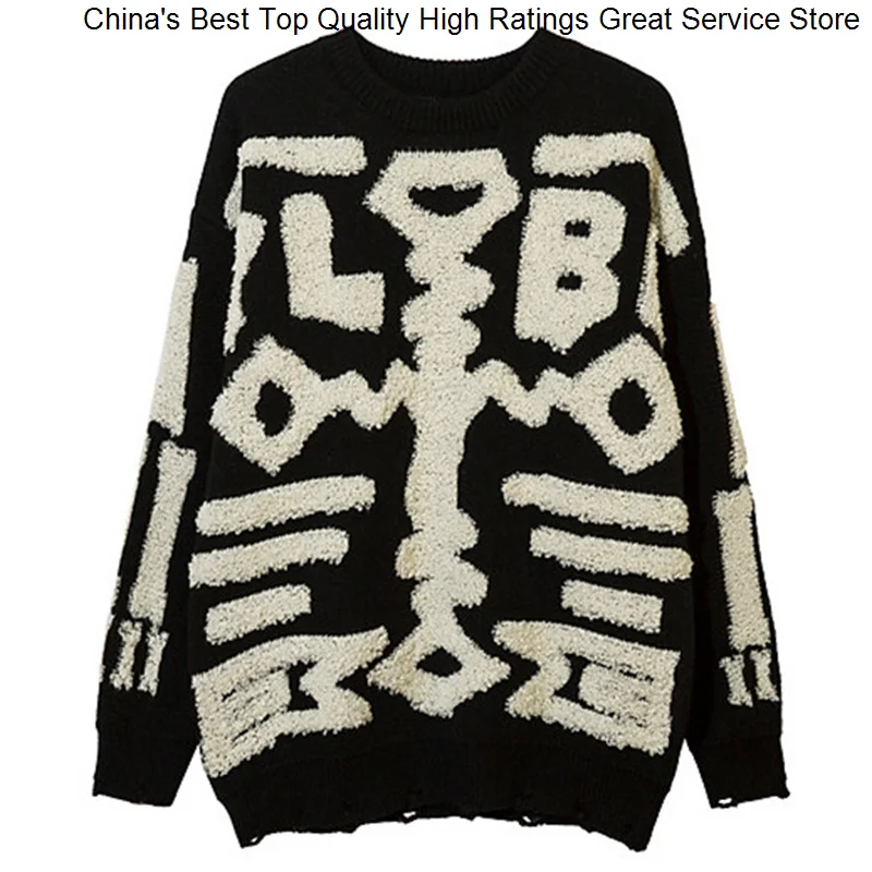 

Sweater 2023 Vintage Kintted Jumper Flocking Graphic Harajuku Streetwear Men Winter Designer Fashion Loose Thicken Sweaters