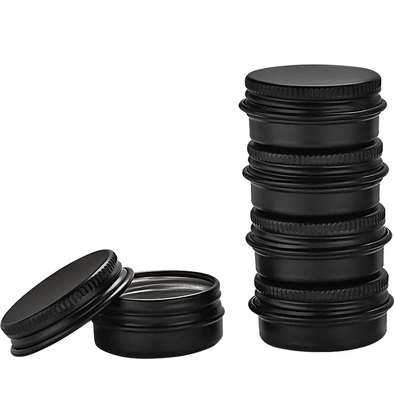 

50Pcs Frosted Black Aluminum Jar 5g 10g 15g 30g 50g 100g Lip Oil Cosmetic Eye Cream Bottle Refillable Batom Lotion Tin Container