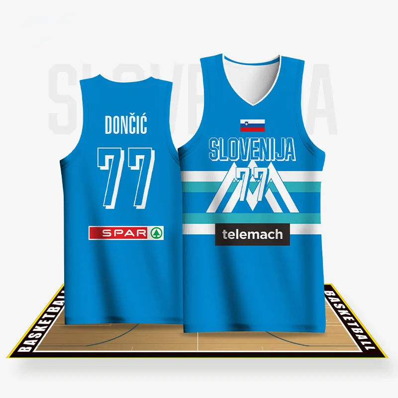 Basketball Jerseys For Boys Girls Nation Slovenia Letter Printed Full Sublimation Customizable Name Number Kindergarten Uniforms