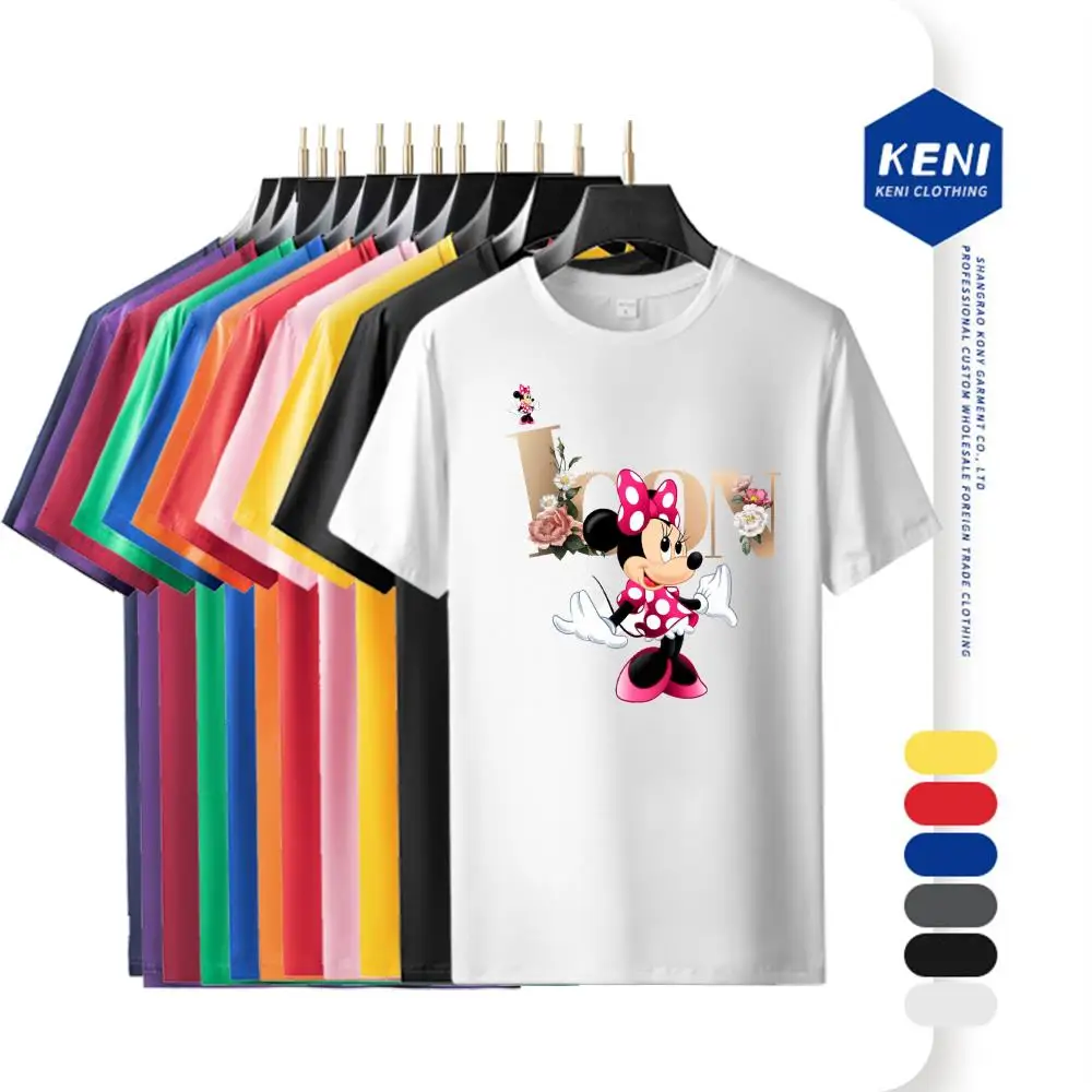 

Disney T Shirt Comic Men's T Shirt Summer Funny Cotton Camisetas Mickey Mouse Printed Women T-Shirt Tops Oversized T Shirt 2022