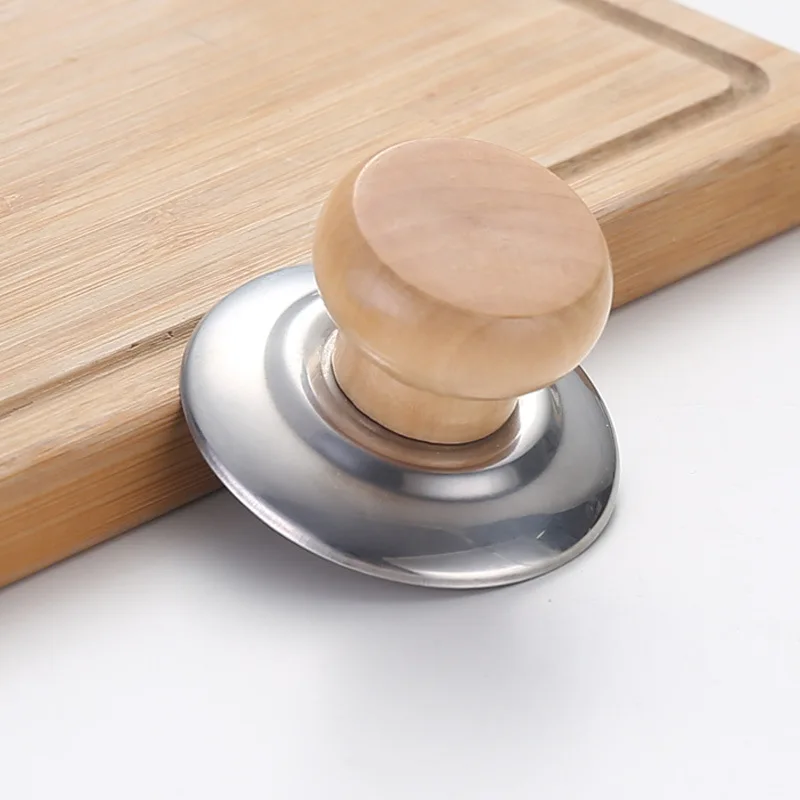 

Solid Wood Lid Handle Stainless Steel Pot Twist Pot Cap Anti-scalding Round Wooden Handle Kitchenware Cookware Accessories