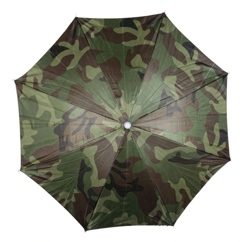 Portable Rain Umbrella Hat Camouflage Foldable Outdoor Sun Shade Waterproof Camping Fishing Headwear Cap Beach Head Hats