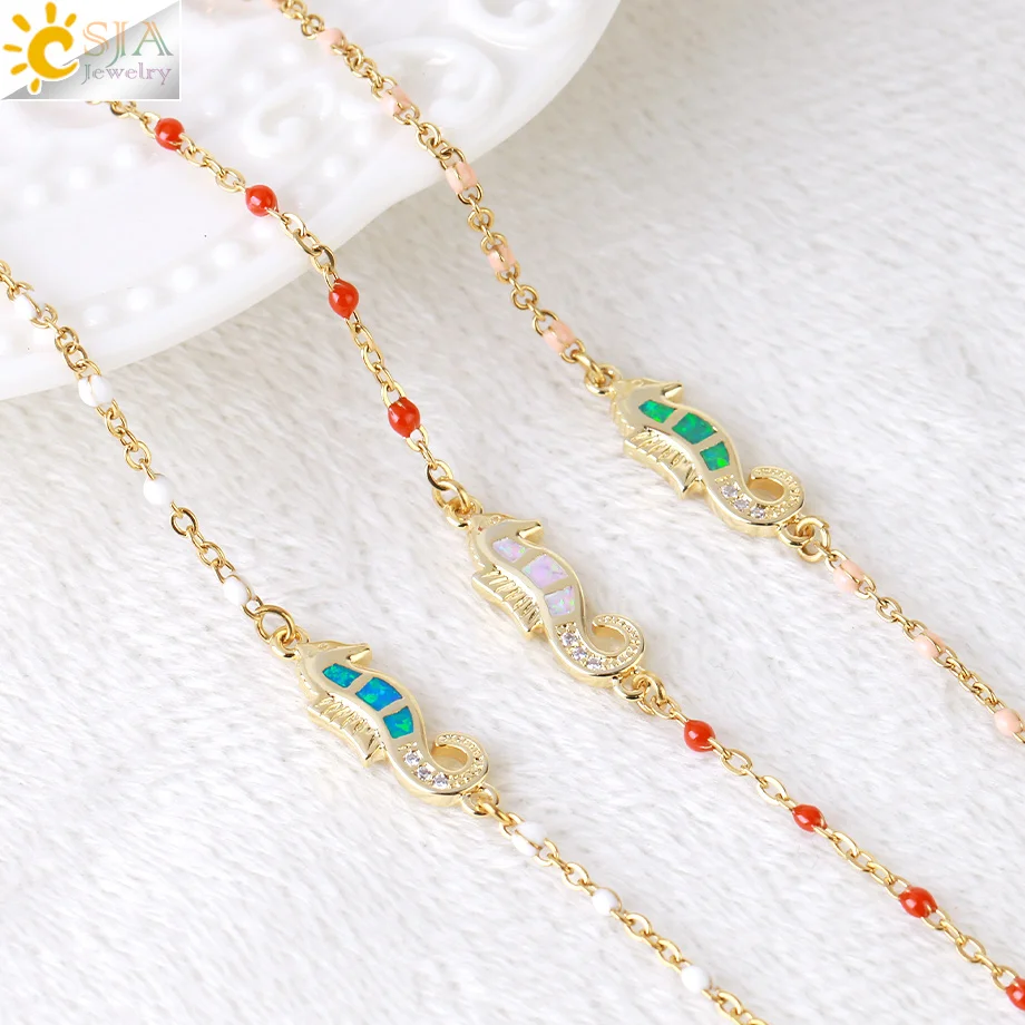 Женский браслет из нержавеющей стали CSJA изящный золотого цвета с бусинами