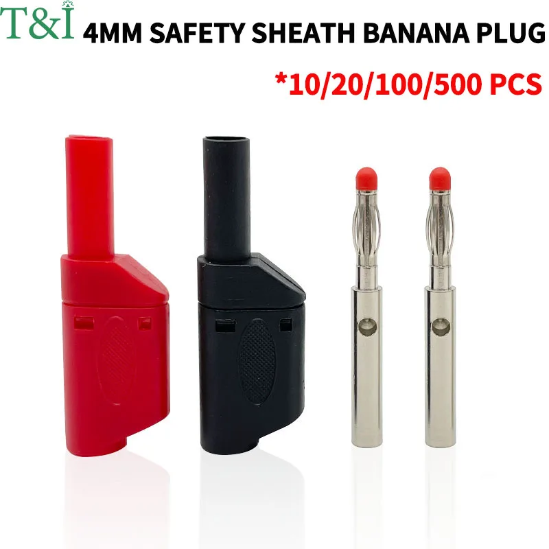 

10/20 PCS 4mm Banana Plug, High-voltage Pure Copper, 4mm Plug, Safety Sheath Type, Continuous Insertion And Stacking Banana Head