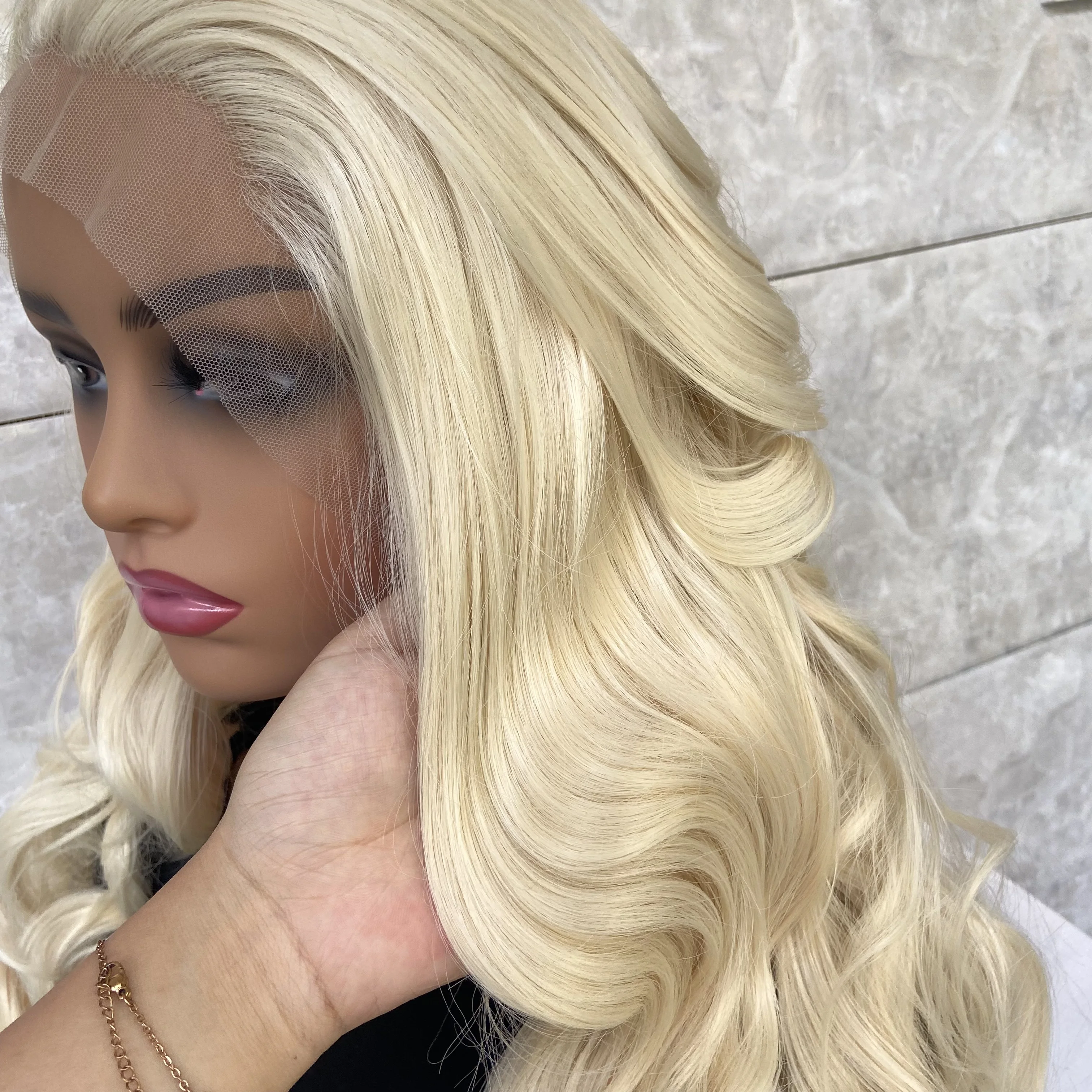 Модные длинные волнистые человеческие волосы на шнуровке спереди парики теплые