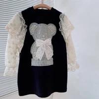 lace dresses for girls clothes toddler kids cute bear dress baby clothing children vestidos spring costume 1 2 3 4 5 6 7 8 years