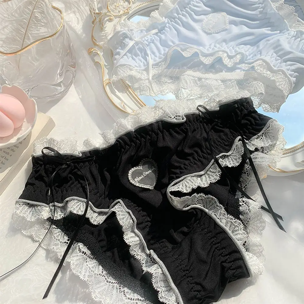 

Women Seamless Charming Cotton Solid Color Underwear Low Waist Lace Briefs Sexy Panties Breathable Sweet Cotton Comfortable