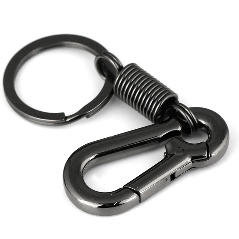 

20X Sturdy Carabiner Key Chain Key Ring Polished Key Chain Spring Key Chain Business Waist Key Chain, Black