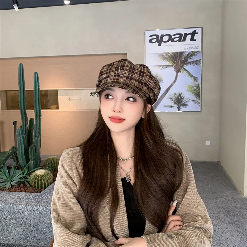 Ретро-шапка в клетку восьмиконец художник бреда Женская модная британская