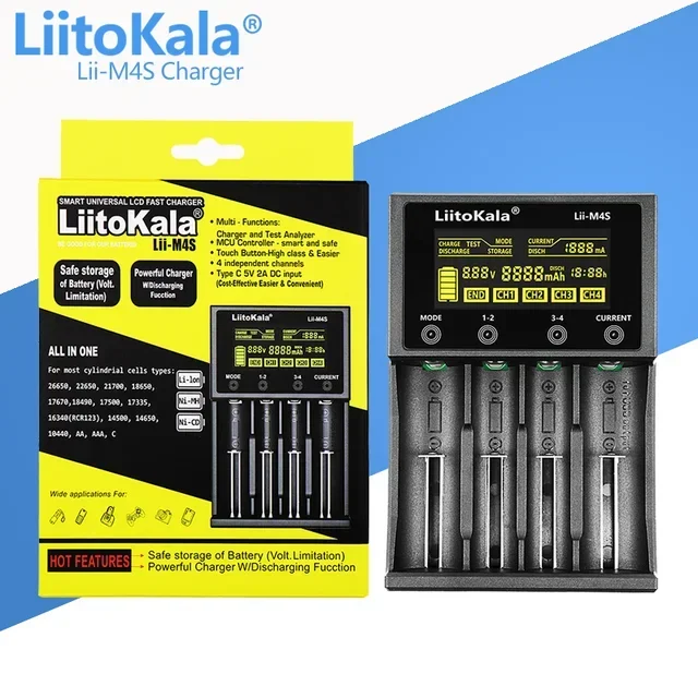 LiitoKala Lii-500 Lii-D4 Lii-M4 Lii-M4S Lii-C2 Lii-S6 Lii-S12 Lii-D4XL 3.7V 18650 18350 26650 NiMH lithium battery smart charger