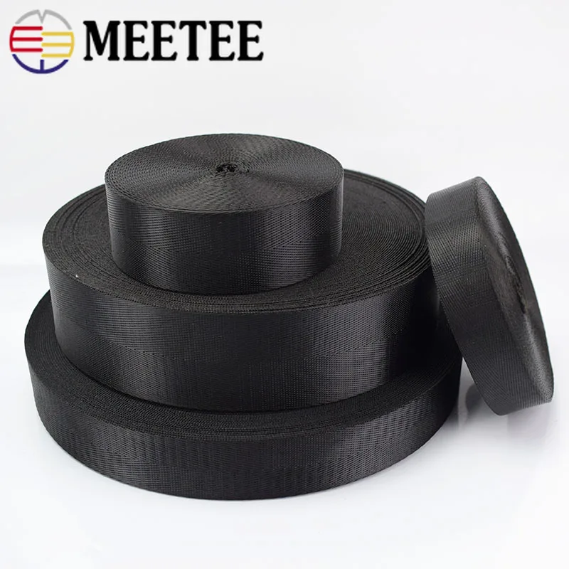 

5Meters Meetee 20/25/32/38/50mm Nylon Black Webbing Tape Herringbone Pattern DIY Backpack Strap Seat Belt Sewing Accessories