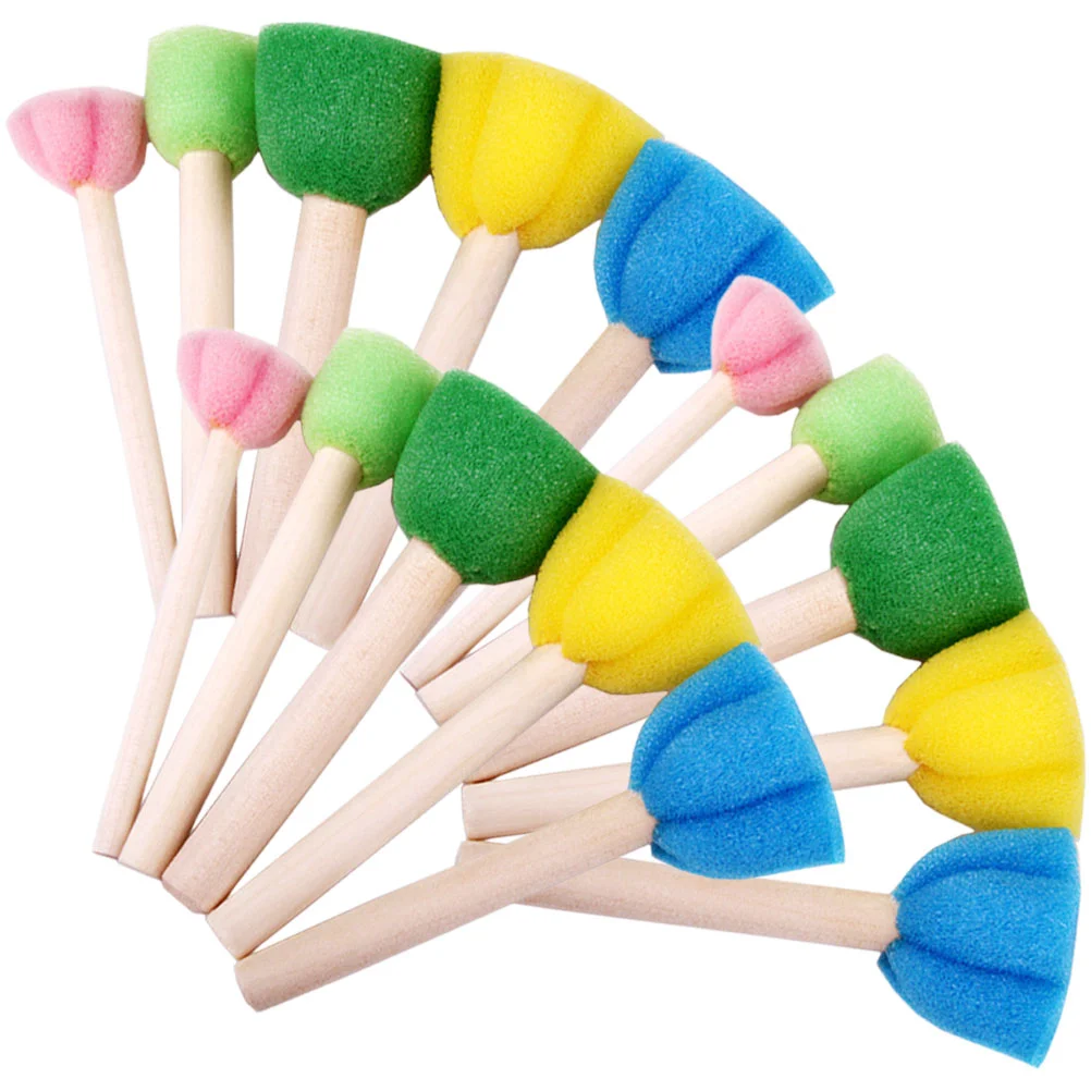

15 Pcs Sponge Stick Painting Materials Brush Kids Suit DIY Wood Tools Child