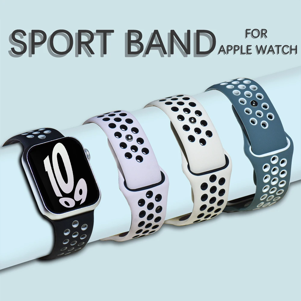 

Силиконовый ремешок для Apple Watch Band 44 мм 40 мм 45 мм 41 мм 38 мм 42 мм, спортивный браслет Nike Correa, серия iWatch Ultra 8 SE 7 6 5 4 3