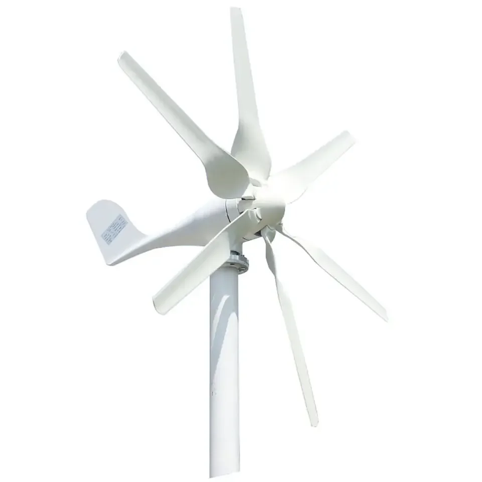 

Wind Turbine Generator Free Alternative Energy Windmill 12V 24V 800w with MPPT Hybrid Controller 6 Blades CE White 24V/48V DC