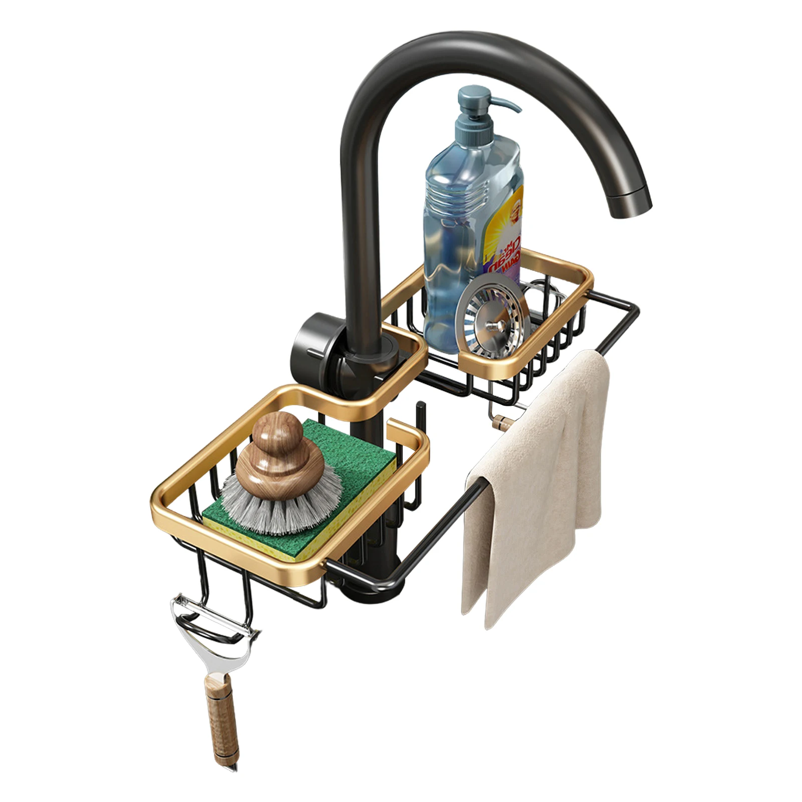 

Kitchen Sink Storage Shelf Household Washing Tray Soap Sponge Holder Drain Basket Bathroom Organizer Rack