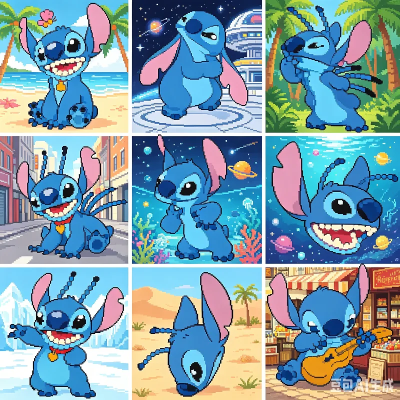 Фото Набор наклеек для алмазной вышивки 5D Stitch, 9 шт., милые стикеры Lilo&Stitch для мозаики своими руками, для детей, начинающих, подарок для рукоделия №1