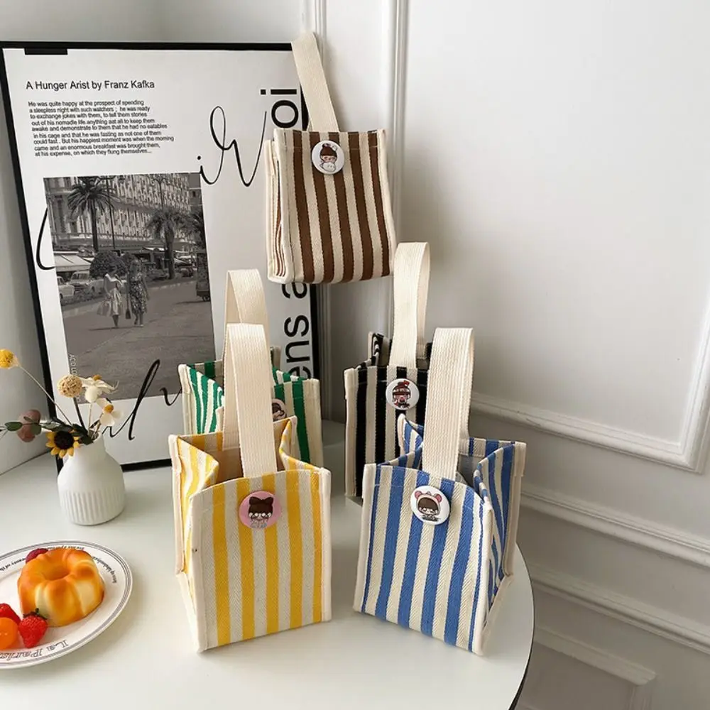 

with Short Handle Tote Bag Fashion Striped Canvas Messenger Bag Cartoon Purse Beach