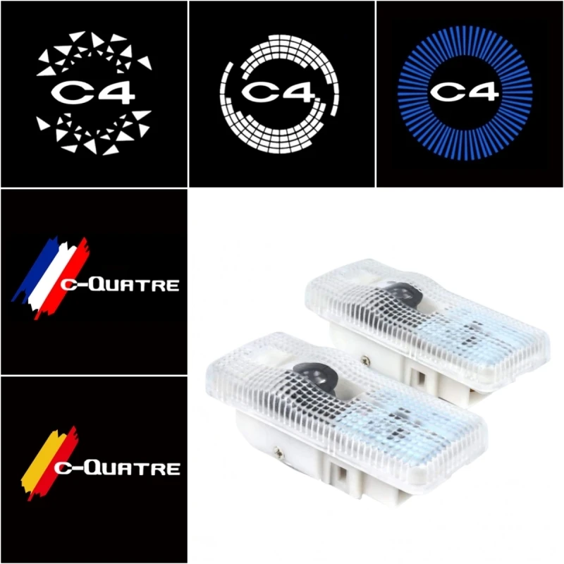 

2Pcs Car LED Lights Door Welcome Courtesy Projector Ghost Shadow Lamp for Citroen C4 C-Quatre 2008-2016 Logo Auto Accessories