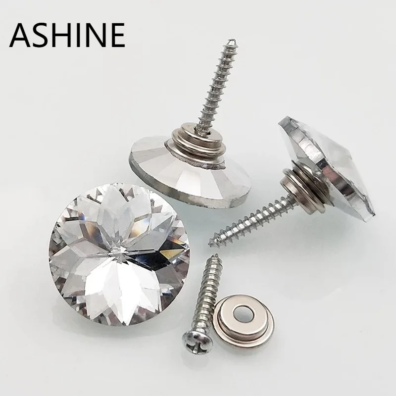 

10pcs Rhinestone Crystal Button with Self tapping Screw 18 20 25mm Sofa Upholstery Buttons Headboard Sewing Buttons Decoration