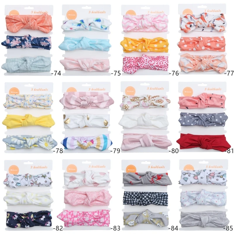 

H37A Newborns Headbands Bowtie Headband Newborn Elastic Bow Hair Bands Toddler Headdress Hair Bows Infant Photo Props 3pcs