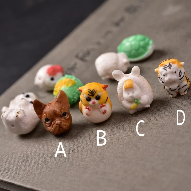 

BOCAI Antler Root Carving Handmade Diy Painted Single Beads Play Accessories Tigers Rabbits Pendants