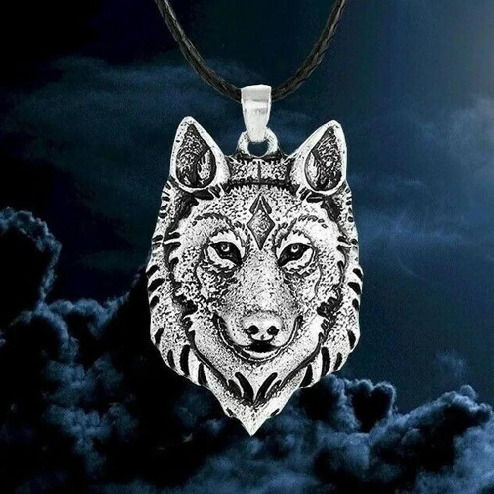 Nordic Men's Fashion Wolf Pendant Vintage Stainless Steel Necklace Silver Necklace Choker Necklace Mens Jewellery Collar Hombre