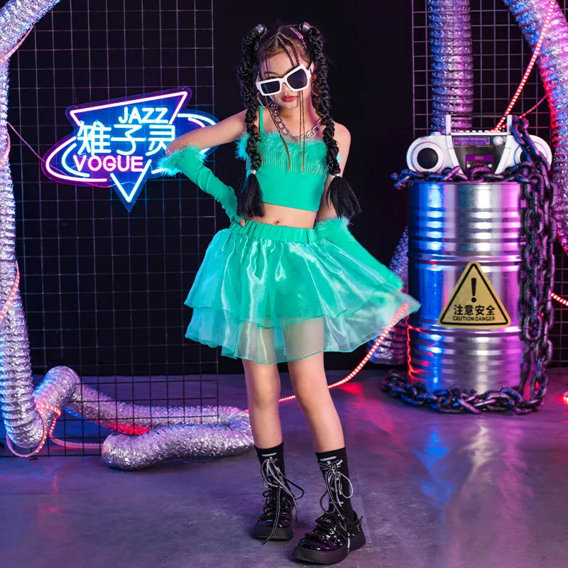 

Модная одежда в стиле хип-хоп для девочек, костюмы в стиле K-POP, костюм для сценического представления и джазовых танцев, Детский костюм-тропица, модель XS6279