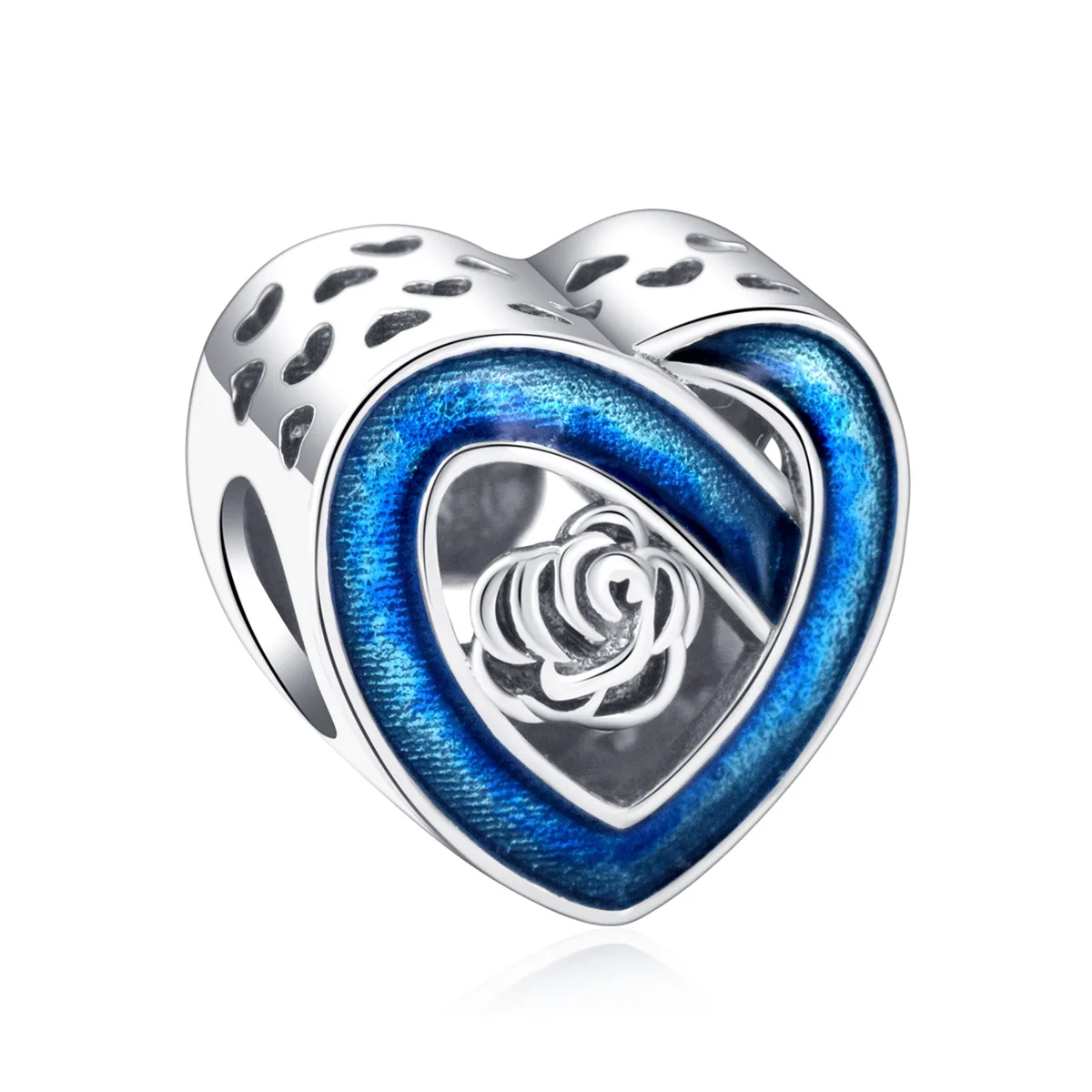 Женский браслет из серебра 925 пробы с голубым цветком