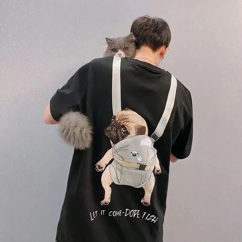 Новая летняя свободная футболка с рукавом до локтя для домашних животных модный