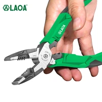 laoa 2 pcs 6 in 1 multifunction long nose pliers with bag cr v pliers electrician wire strippers cable terminal crimper
