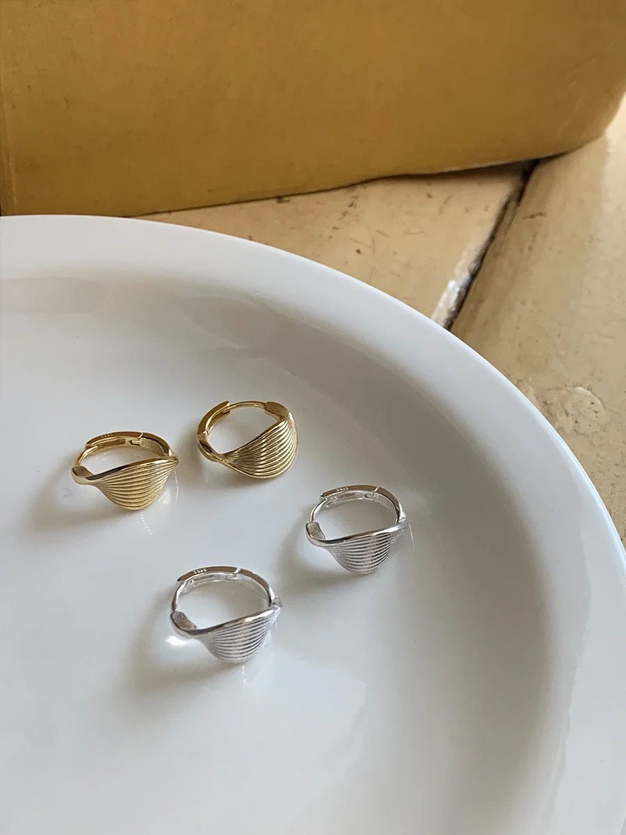 Крученые геометрические серьги из стерлингового серебра 925 круглые с обратной