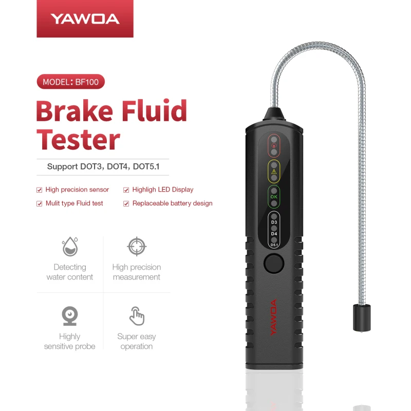 

BF100/BF200 Auto Car Liquid Testing Brake Fluid Tester Check Car Crake Oil Quality LED Indicator Display For Car Care Free Shipp