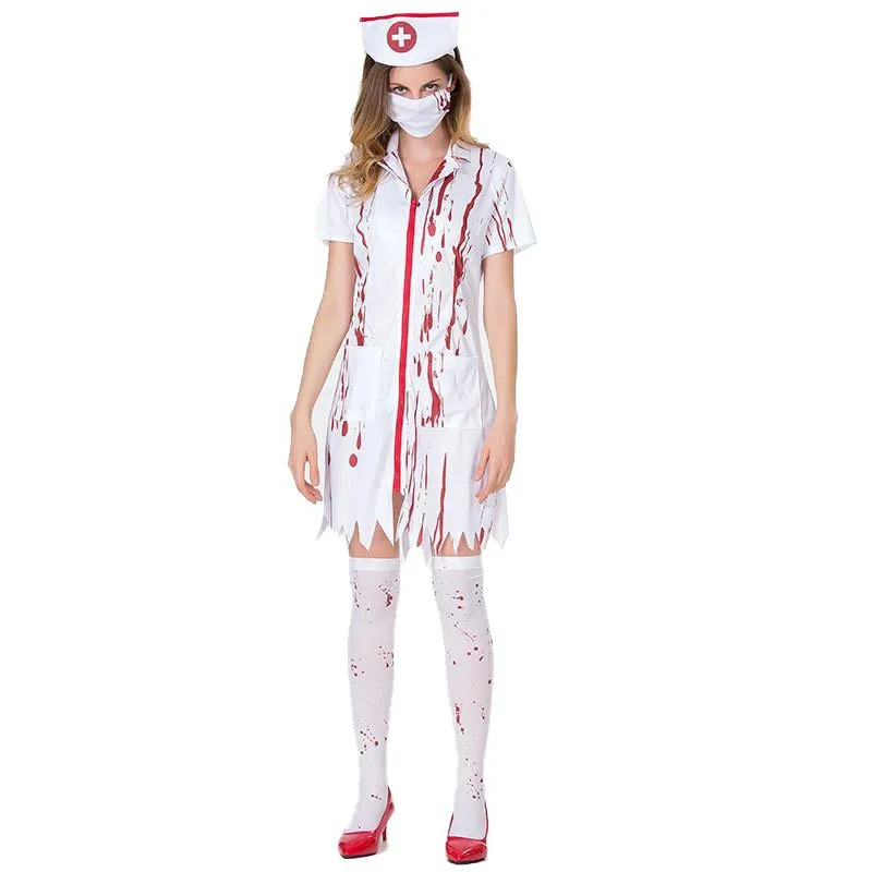 

Halloween Horror Nurse Zombie Silent Hill Nurse Costume Vampire Costume Halloween Costume Blood Demon Stage Role-playing Cosplay
