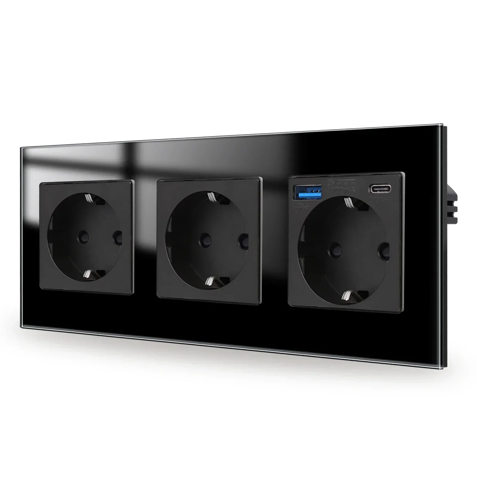 

Двойная розетка Bingoelec европейского стандарта, сенсорный фотовыключатель с USB Type-C 20 Вт, быстрая зарядка, 220 В, стеклянная электрическая розетка, термостат