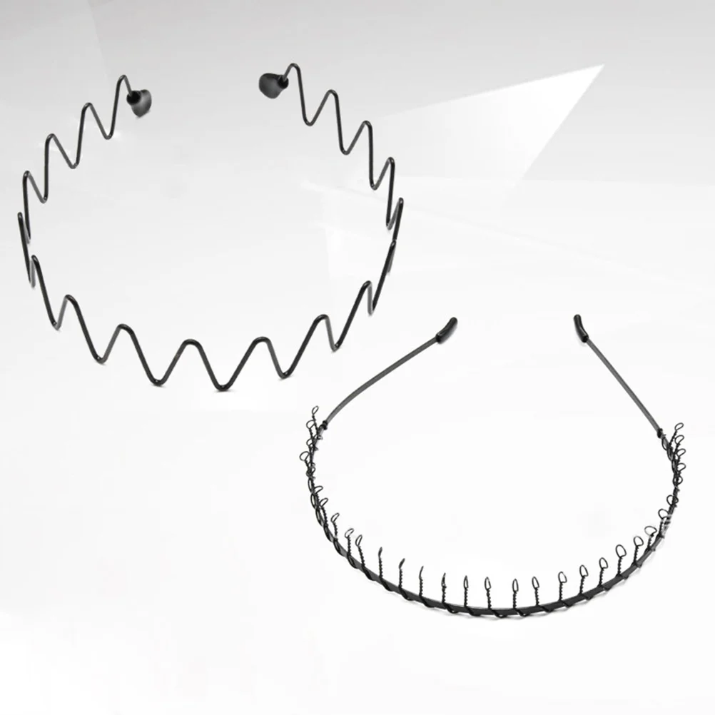 

4Pcs Metal Headbands Wavy Hairband Spring Hair Men Sports Headband Headwear Accessories