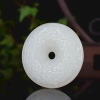 dragon pattern white jade safe buckle pendant necklace double sided hollow carved fashion charm jewelry amulet gifts women men