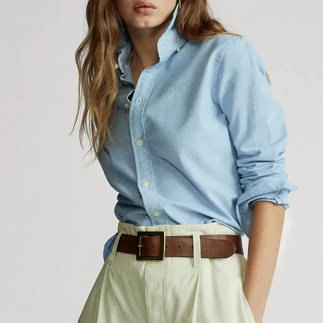 

Блузка женская демисезонная из денима, с длинным рукавом