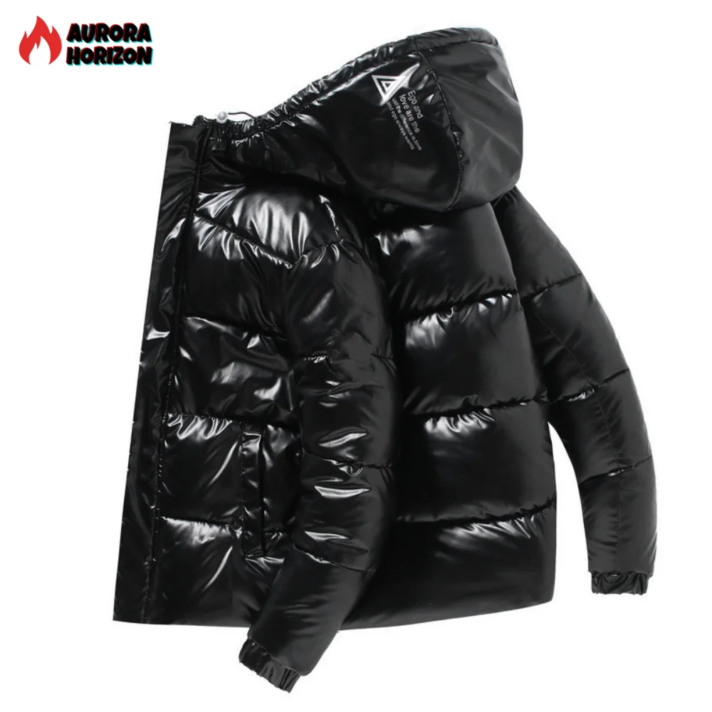 AuroraHorizon 2023 Down Jacket Men Winter New Down Cotton Coat Warm Wear Hooded PLUS SIZE 5XL Jacket Windbreaker  Shiny Fabric