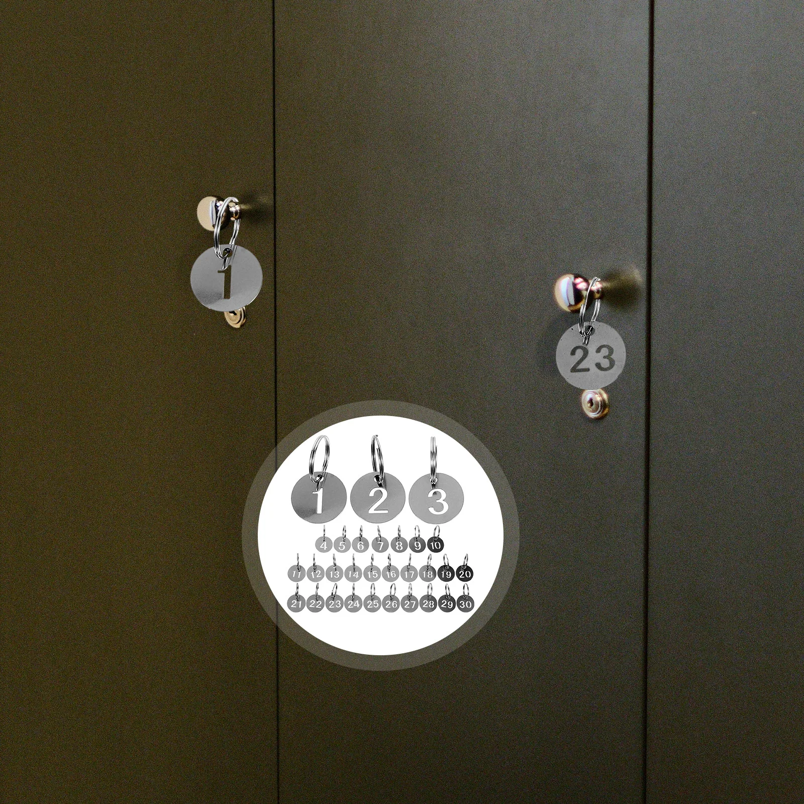 

30 Pcs Stainless Steel Number Plate Office Organization Keychain Tag Tags Ring Kindermed Portable Labels Rings Metal