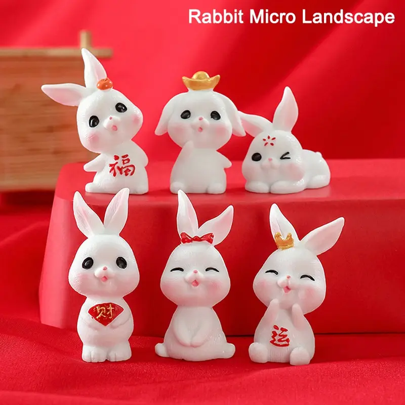 

1Pc Micro Landscape Decoration Lovely Animal Cartoon Rabbit House Cute Rabbit Gardening Plant Resin Accessories New Year Decora
