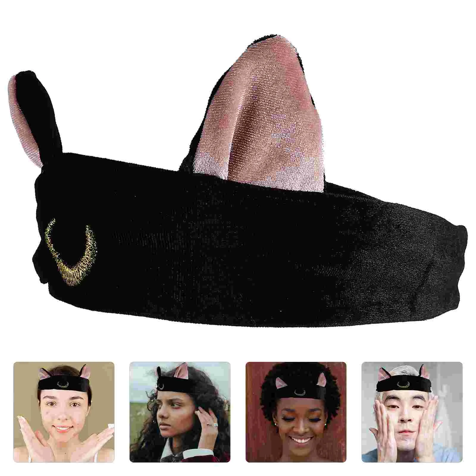 

Повязка на голову для чистки лица, повязка на голову с кошачьими ушками, эластичная повязка на голову, поглощающая воду повязка для волос