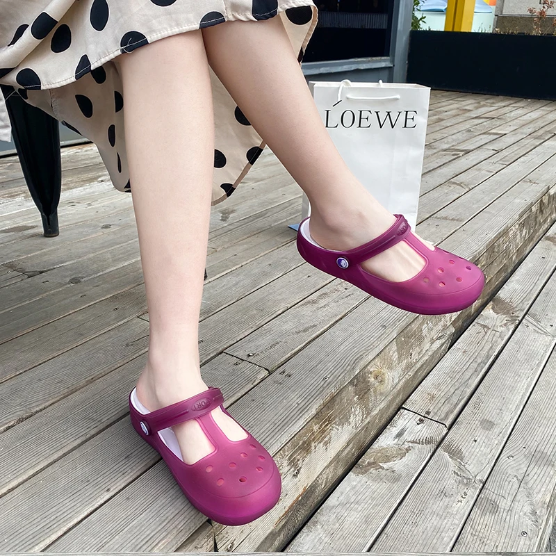 YISHEN Summer Women's Sandals Mary Jane Jelly Shoes Casual Transparent Shoes Footwear Sandals For Girls Sanitary Clogs Woman