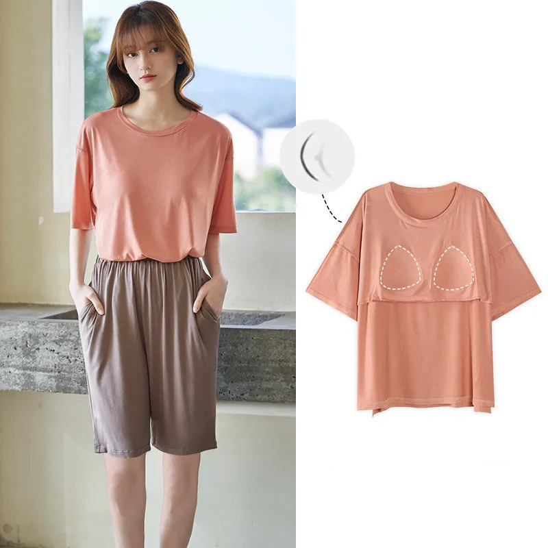 Pijama Mujer New Modal Sleepwear For Women Short Sleeve Half Pant Suit Summer Pajamas Female Home Clothing Night Wear Set