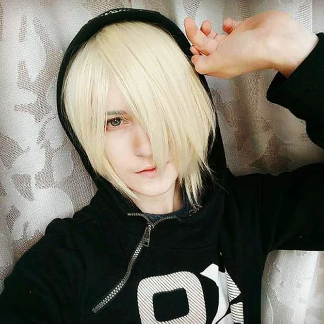 

Юрий! На ICE Yuri on Ice Yuri Plisetsky короткий цвет светлый термостойкий косплей костюм парик + трек + Кепка