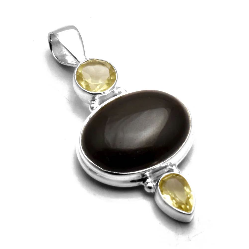 

Genuine Black Onyx Pendant 925 Sterling Silver, 42 mm, AP8934
