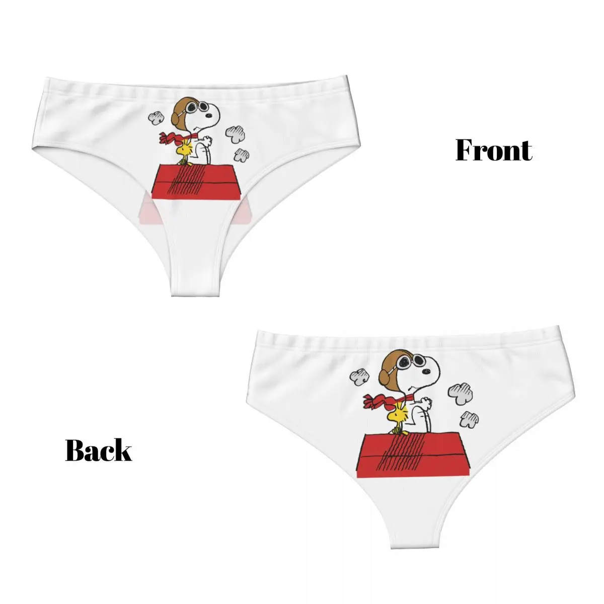 Custom Women Snoopys Woodstock Panties Breathable Cartoon Briefs Underwear