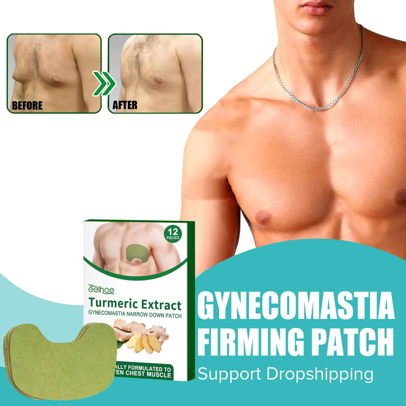 

Man Breast Firm Patch Anti Cellulite Shrink Chest Fat Burning Strengthen Muscles Body Shaping Fitness Gynecomastia Removal Care