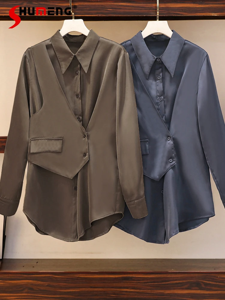 

Oversized Blouses for Women 3xl 4xl Business Loose Long Sleeve Gray Shirts 2022 Fall New Office Ladies Top Blouses Feminina